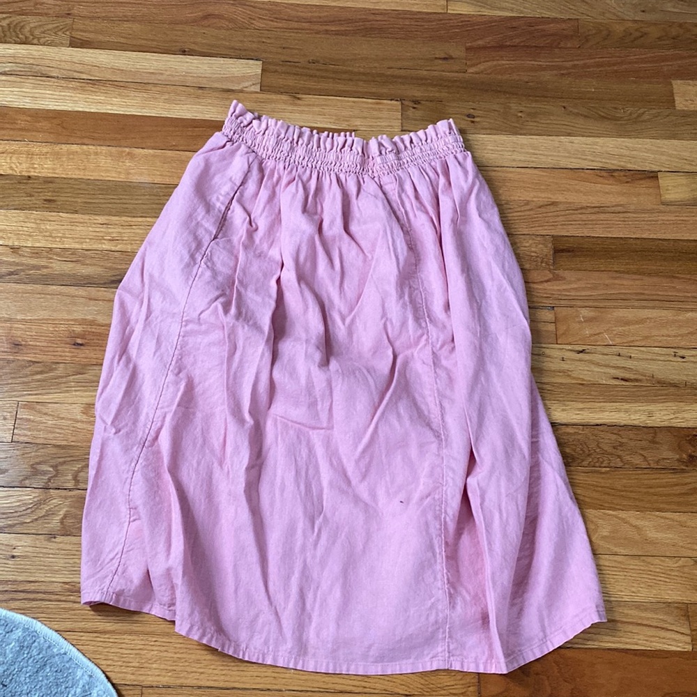 Pink long high waisted skirt